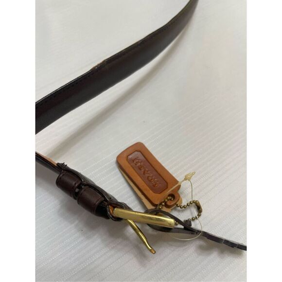 Vtg COACH 7602 Brown Belt Men’s 42 Cowhide Leather Solid Brass Buckle USA NOS - Picture 4 of 11